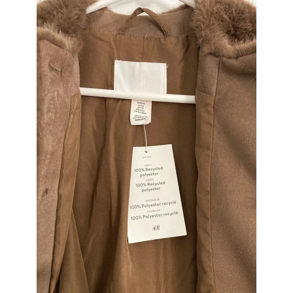 H&M - Faux Fur/Old Money Cropped Teddy Plush Glam Coat Cardigan -XS - Picture 5 of 5